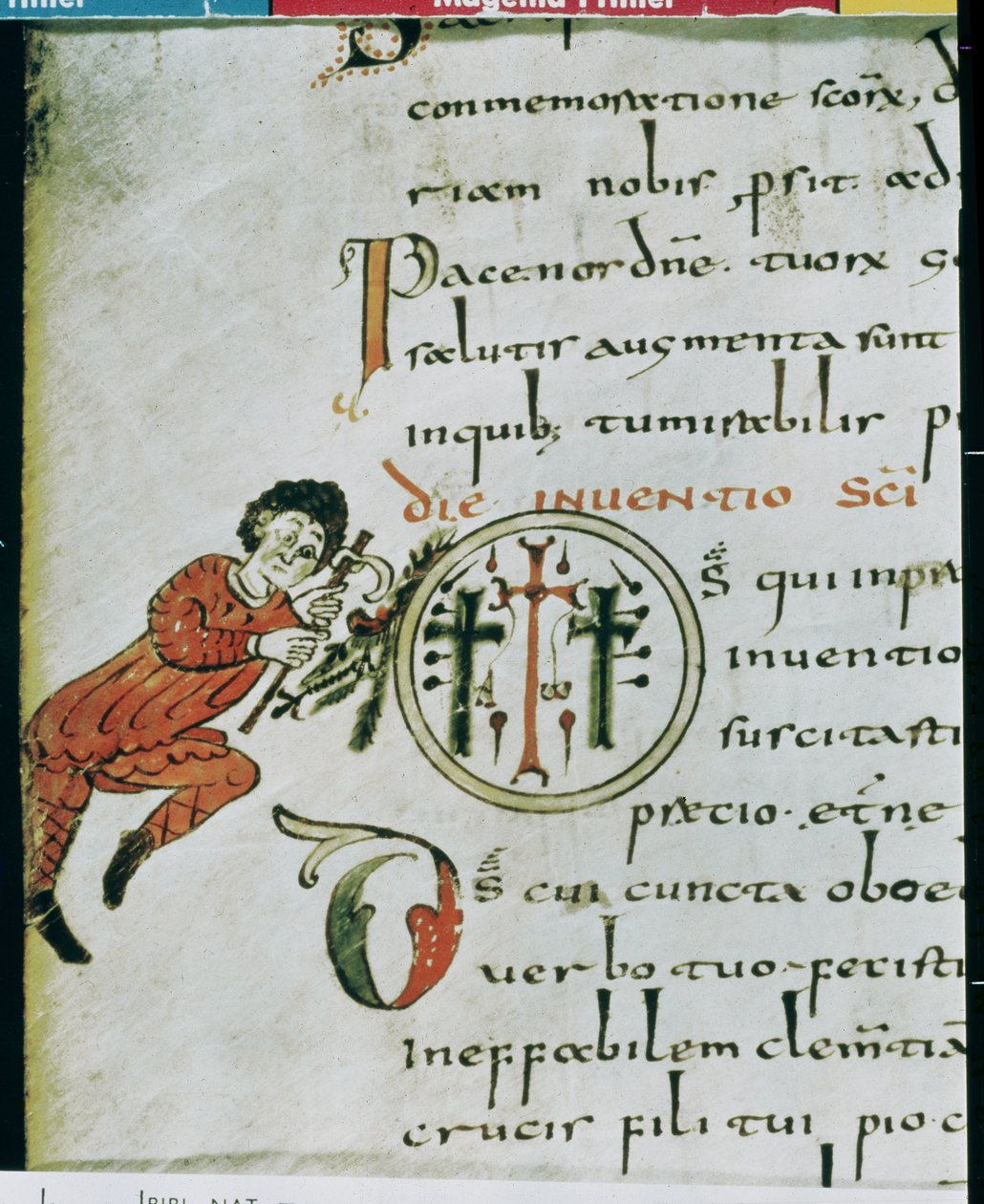 Historiierte Initiale O, aus dem Sakramentar von Gellone von French School
