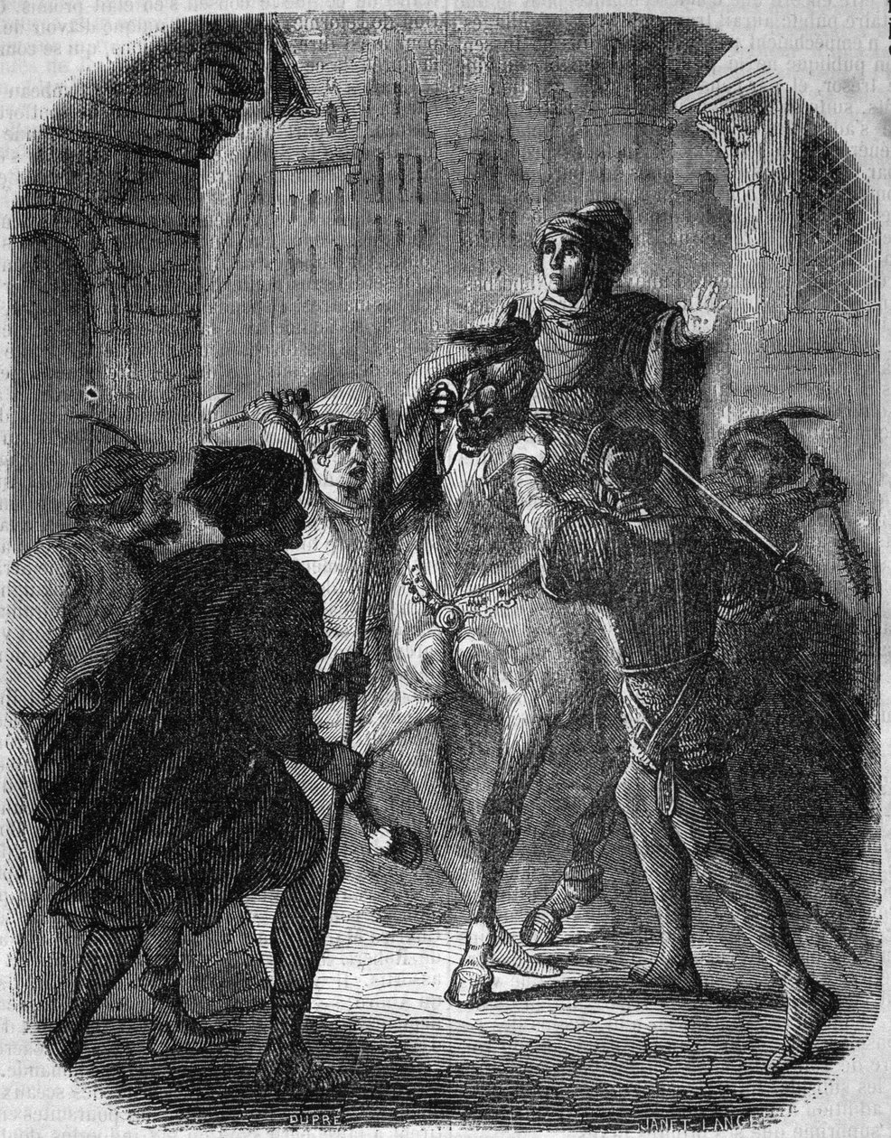 Mord an Ludwig I. von Valois, Herzog von Orléans (1372 - 1407) in der Alten Rue du Temple durch Jean Sans Peur - in „Histoire de France“ von L.-P. Anquetil von French School