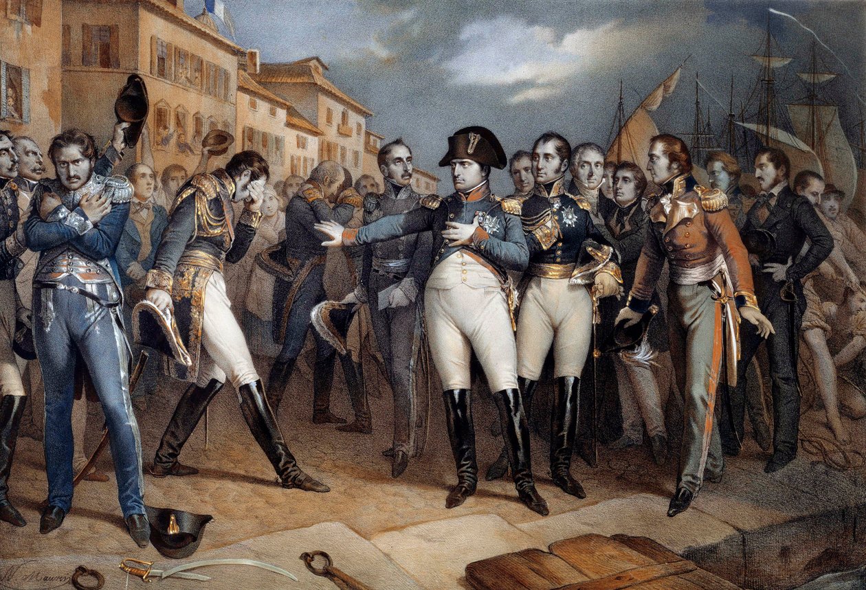 Napoleon I. (1769-1821) unter britischem Recht und ging am 14.07.1815. Lithographie um 1815. Île d