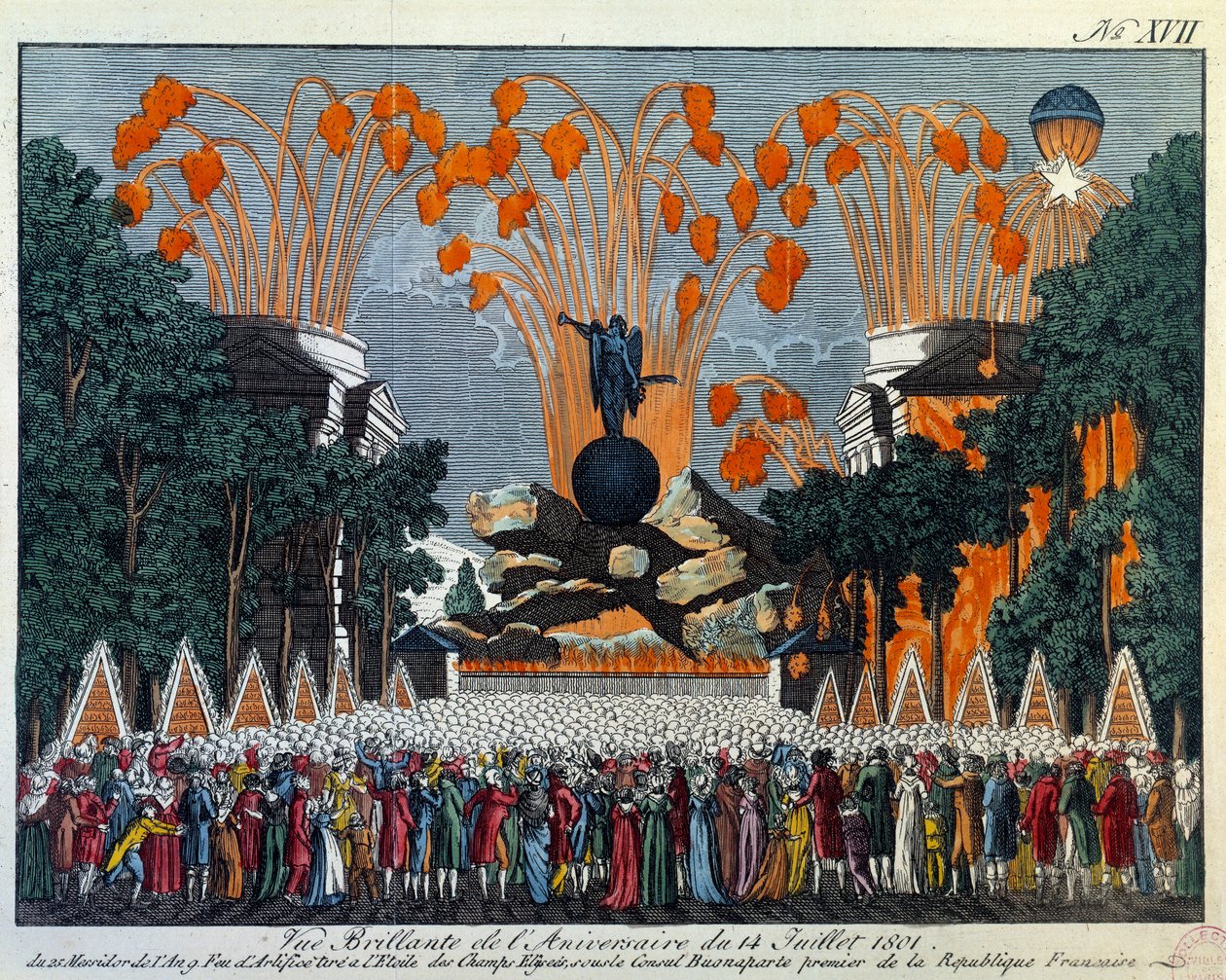 Nationalfeiertag am 14. Juli 1801 auf den Champs Elysees, Paris ...