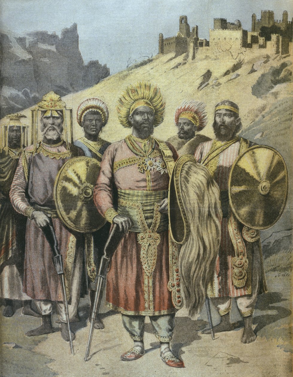 Negus von Abessinien, Menelik II., Illustration aus Le Petit Journal ...