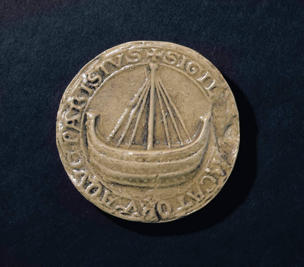 Eines der ältesten erhaltenen Siegel der Stadt Paris, ca. 1210 von French School