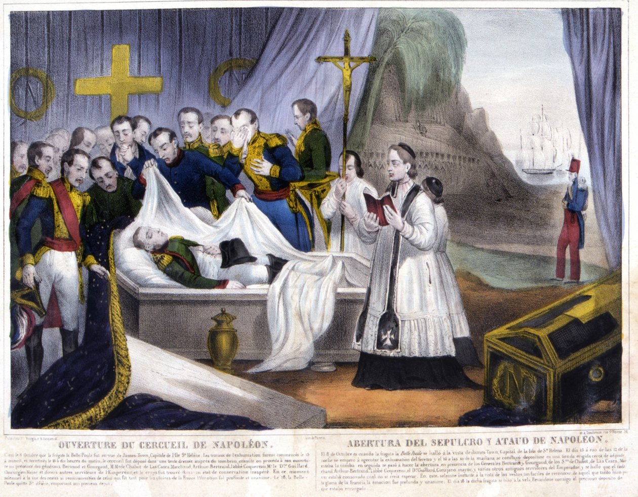 Öffnung des Sarges von Napoleon auf der Insel St. Helena, 16. Oktober von French School