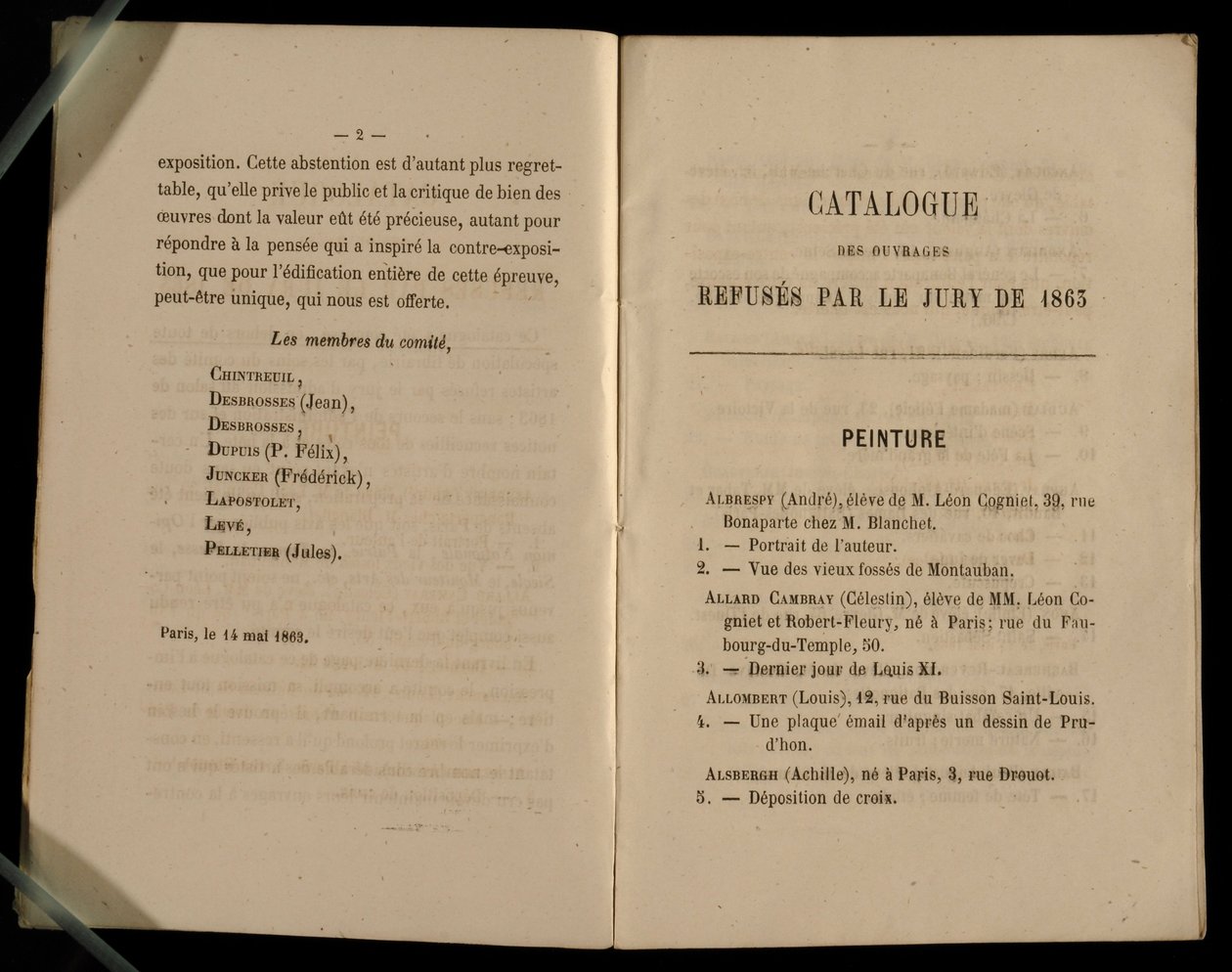 Malereikapitel, aus dem Salon des Refuses, 1863 von French School