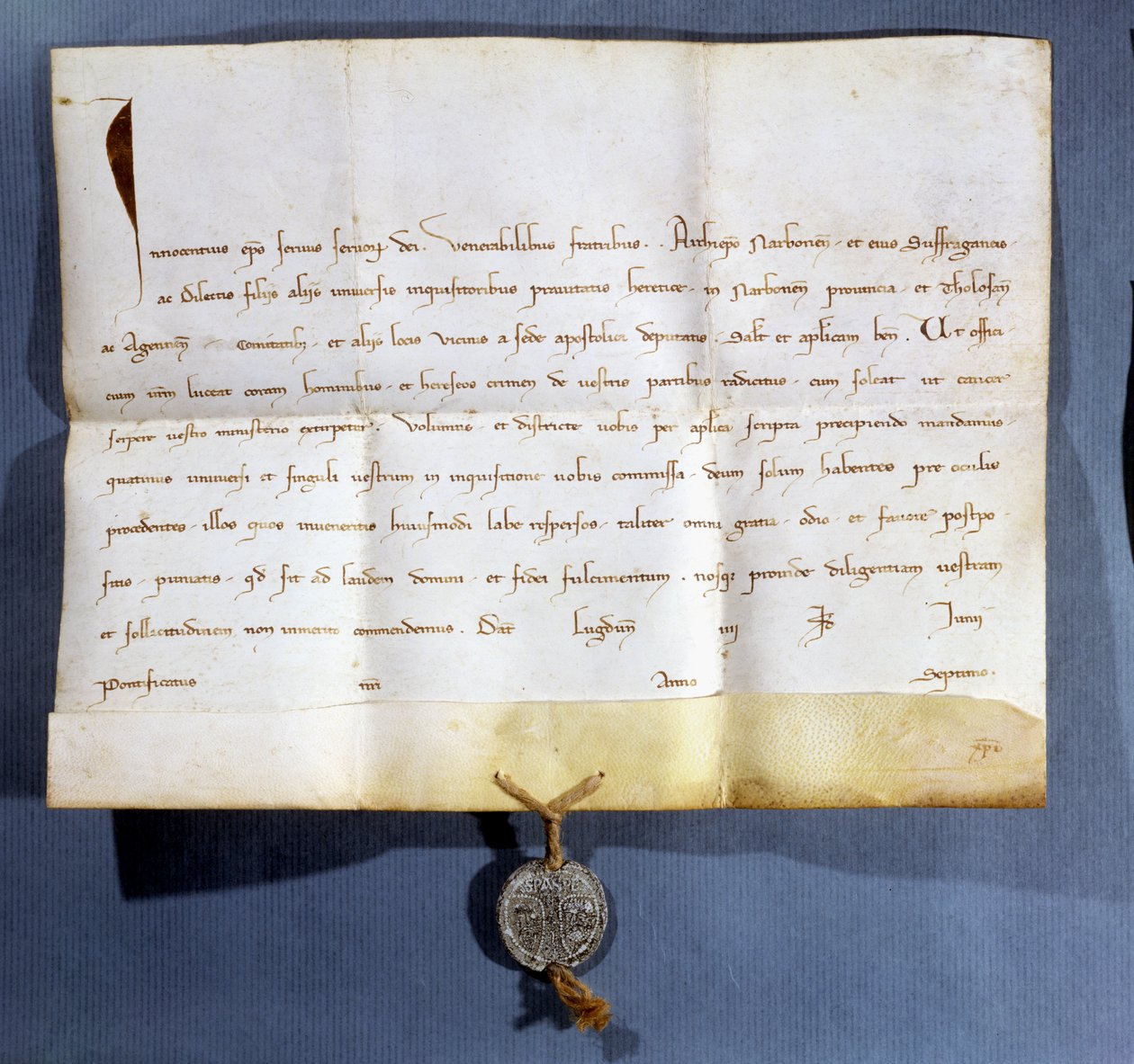 Päpstliche Bulle von Papst Innozenz IV. (gest. 1254) gegen die Albigenser von French School