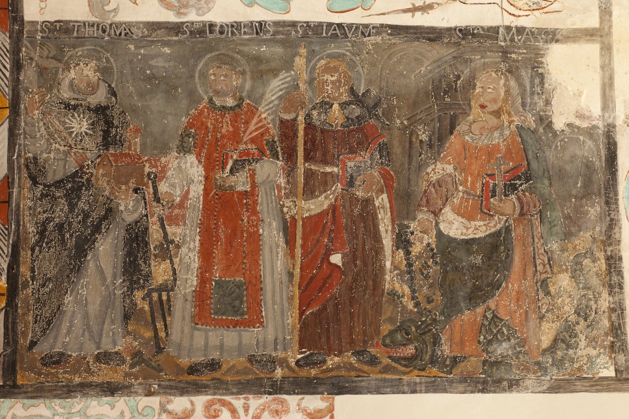 Pfarrkirche (Església de la Mare de Déu de Solers). Innenraum. Die Schiffe. Wandmalereien. Detail. 16. Jahrhundert (?). von French School