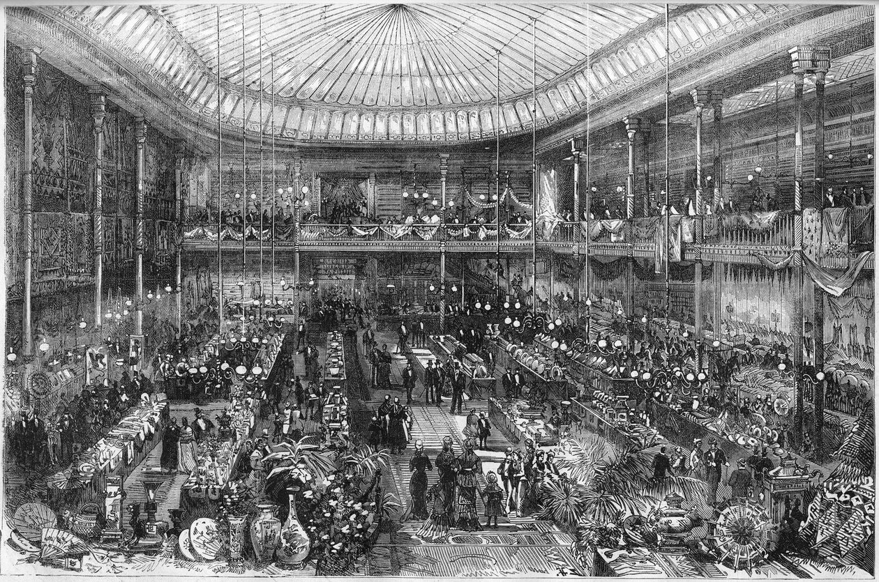 Pariser Kaufhäuser: Ansicht der Halle des Ladens Little Saint Thomas im Jahr 1878. Gravur von Scott in "The Illustrous World" Nr. 1124 vom 12. Oktober von French School
