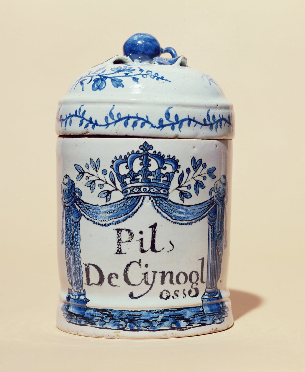 Pharmazeutisches Gefäß für Cynoglossum-Tabletten, ca. 1700 von French School