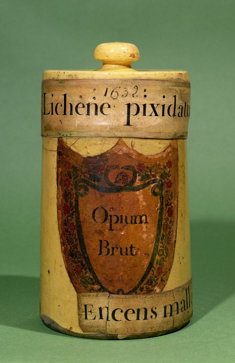 Apothekerglas zur Aufbewahrung von rohem Opium, 1632 (Keramik) von French School