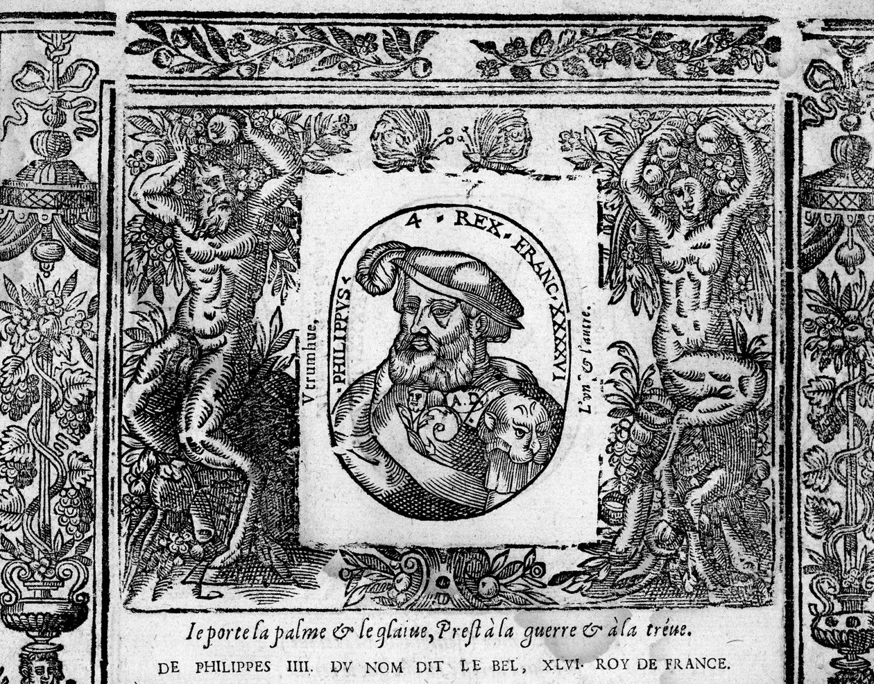Philipp IV., der Schöne, Porträt in Medaillon graviert von French School