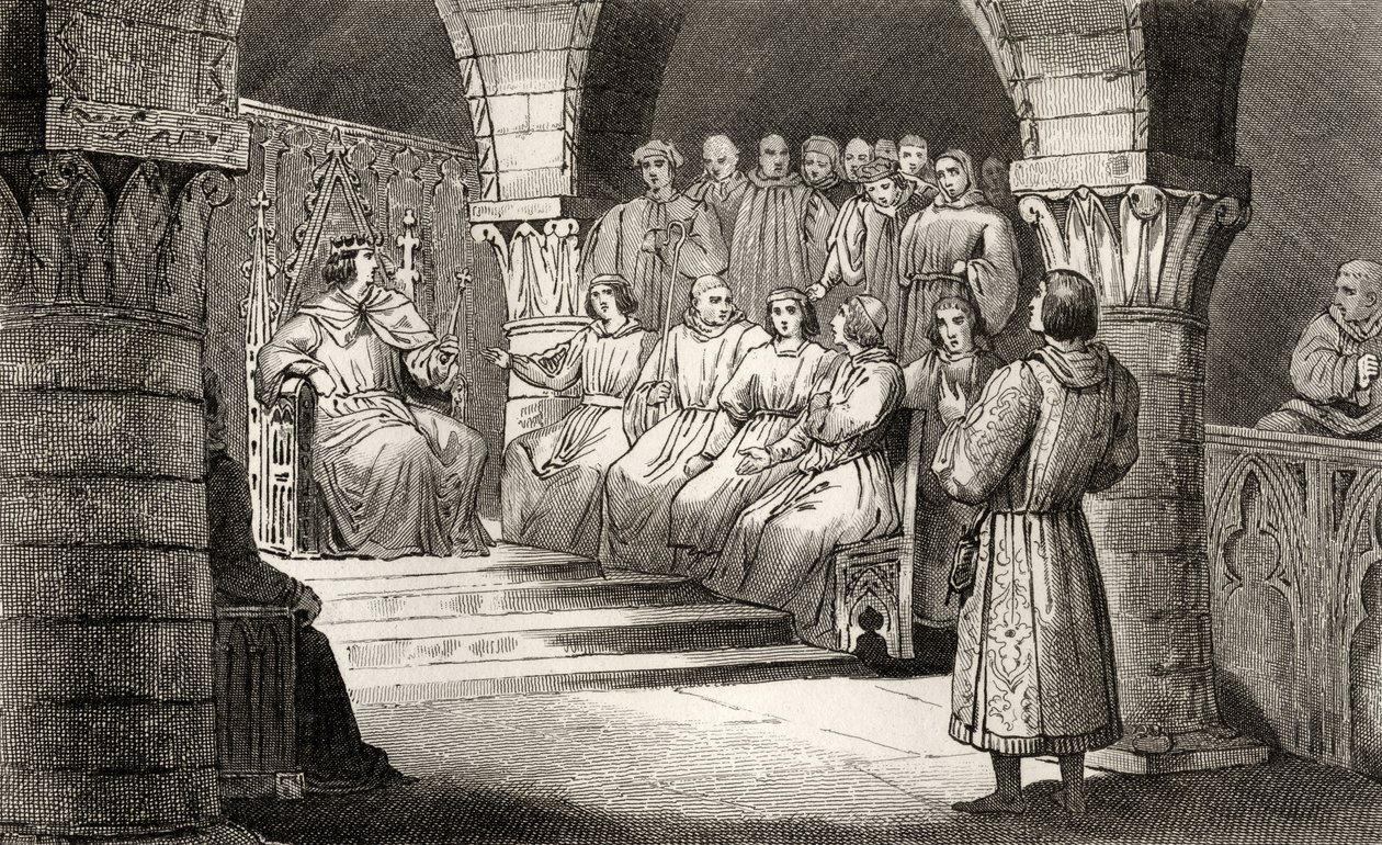 Philippe V. (1293-1322) der Lange und die Generalstände lehnen die Ansprüche von Jeanne II. ab, aus 