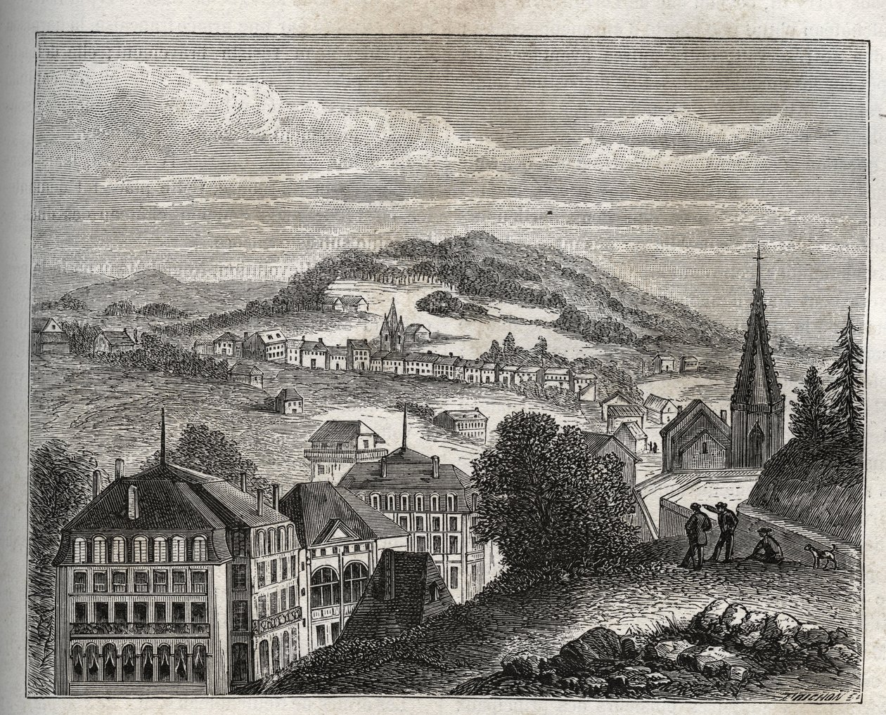 Plombieres-les-Bains (Plombieres les Bains) Thermalbad der Vogesen - Gravur in „La France illustrée: Geographie, Geschichte, Statistik, Verwaltung“ von V.A. Malt-Brown. 1884 von French School