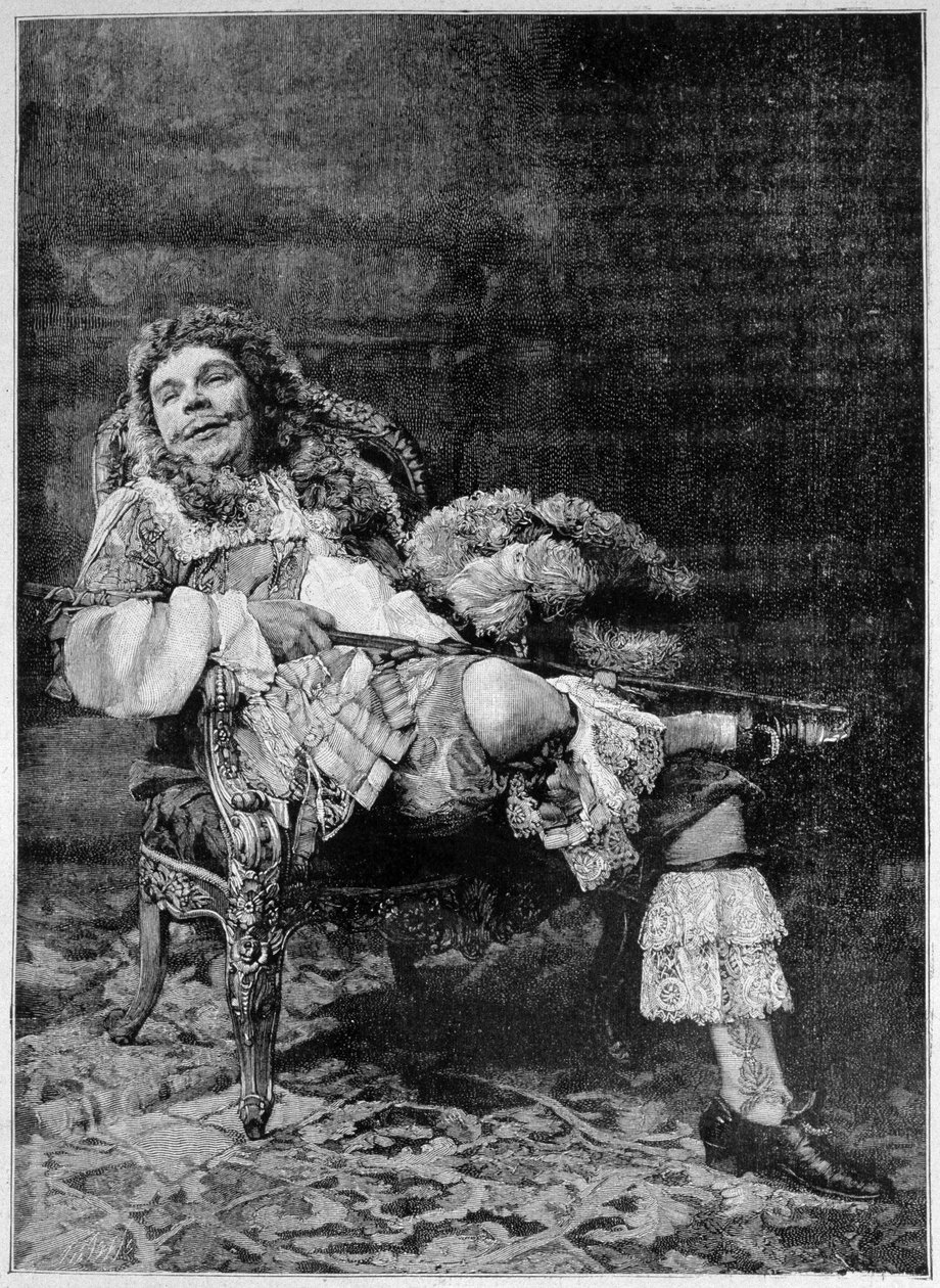 Poppy in der Rolle von Mascarille in Molières „Les Precious Ridicules“ von French School
