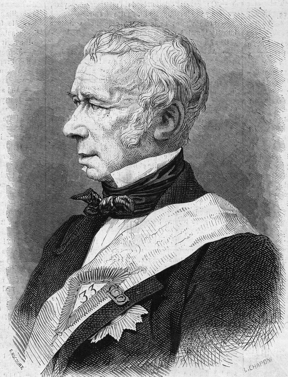 Porträt von Jean Pons Guillaume Viennet (1777-1868), französischer Politiker, Dichter und Dramatiker, Mitglied der Académie Française. Gravur in „Le Monde Illustré“ Nr. 586 vom 4. Juli 1868. von French School