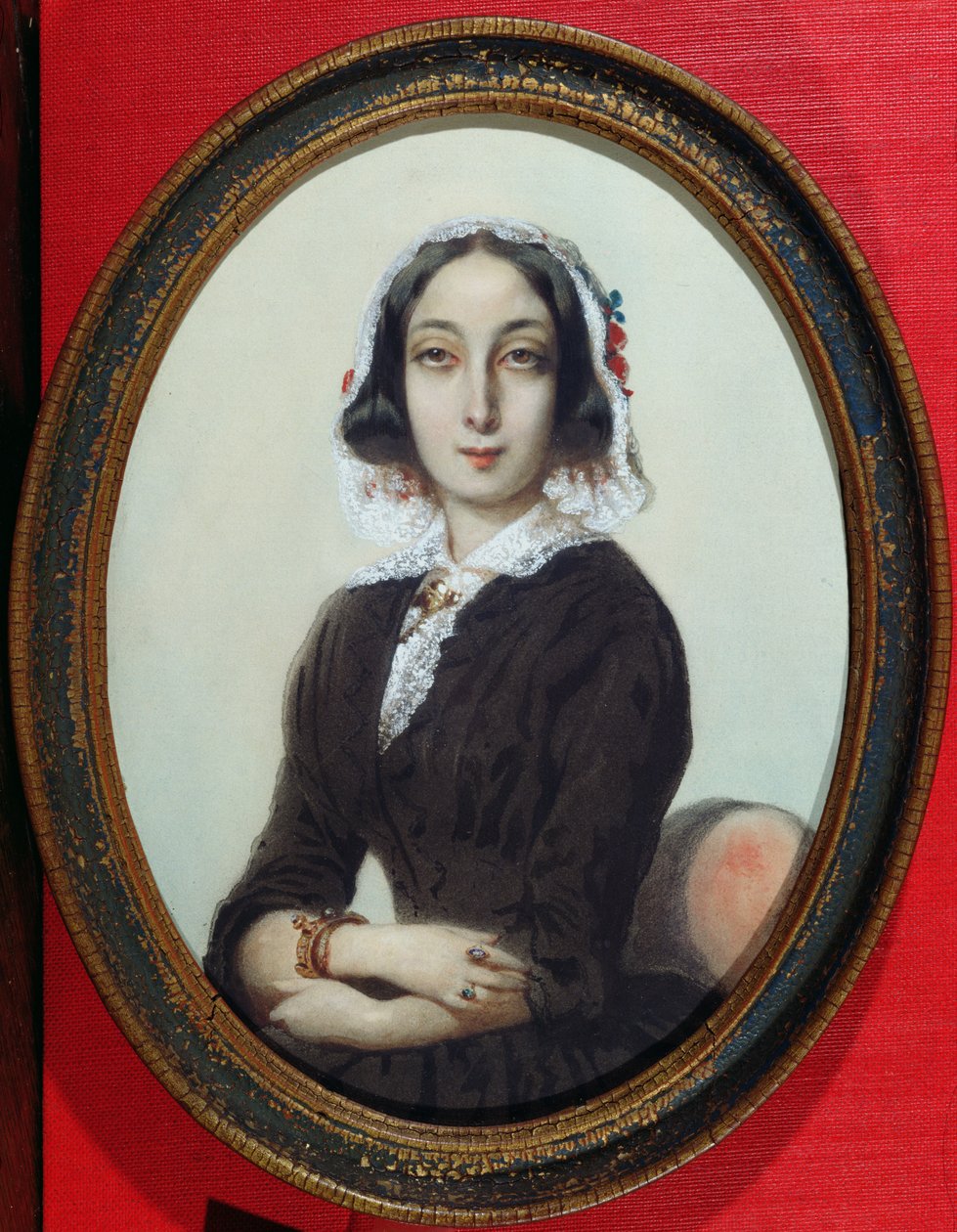 Porträtminiatur von George Sand (1804-76), um 1840 von French School