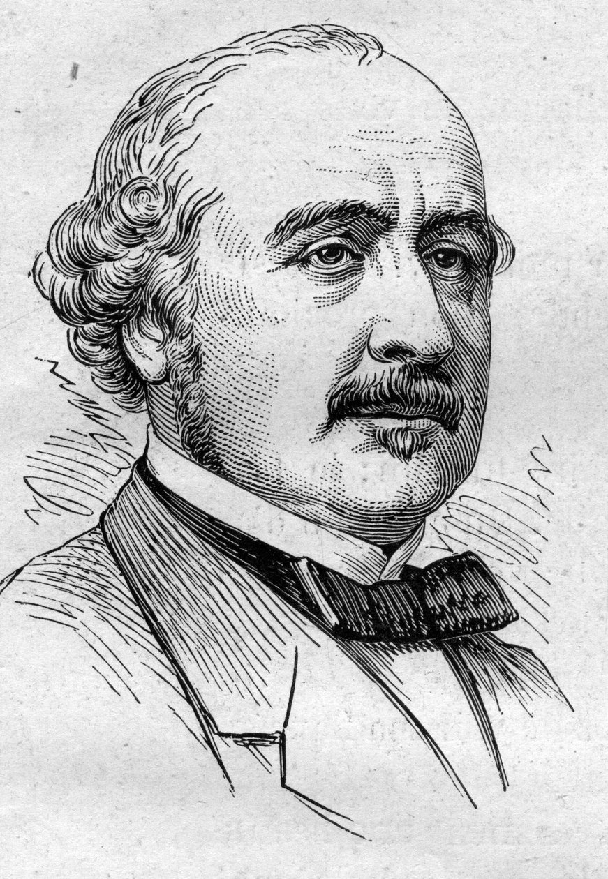 Porträt von Albert de Broglie (1821-1901), französischer Politiker, Diplomat, Historiker, Essayist und Akademiker. Gravur in „Le Monde Illustré“ Nr. 883 vom 14. März 1874. von French School