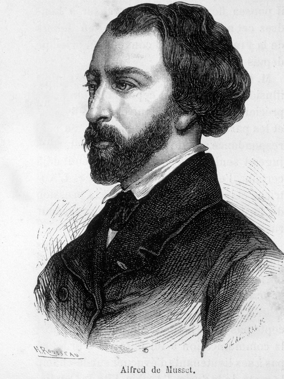Porträt von Alfred de Musset (1810-1857) französischer Schriftsteller. von French School
