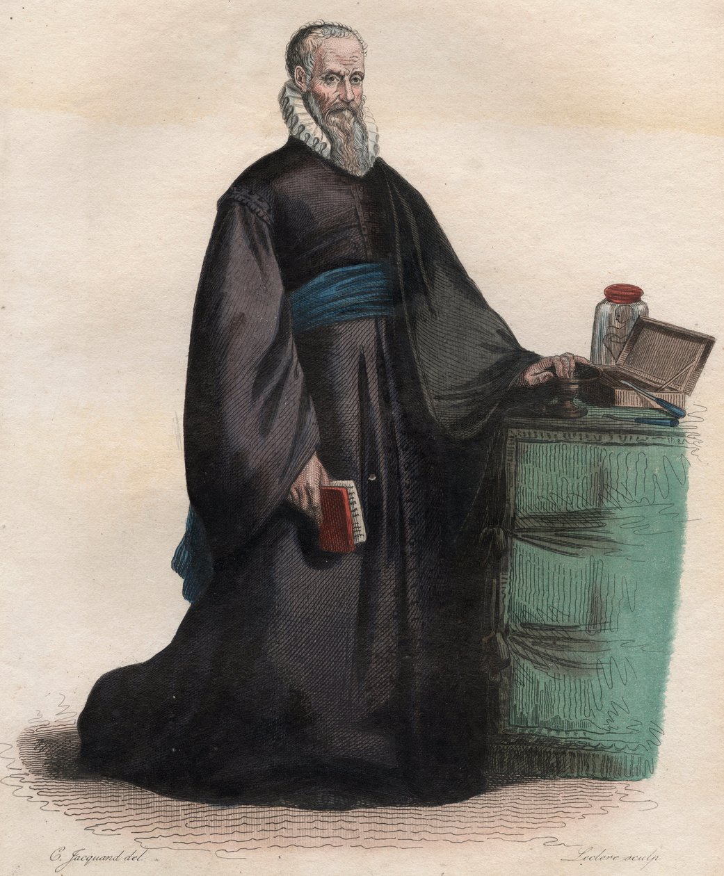 Porträt von Ambroise Paré (1509-1590), französischer Chirurg. Illustration aus „Le Plutarque Français“ von Edmond Mennechet von French School