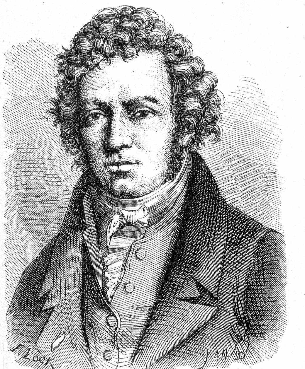 Porträt von André Marie Ampère (1775 - 1836), französischer Physiker - in „Album der Wissenschaft; berühmte Wissenschaftler; Große Entdeckungen“ 1896. von French School