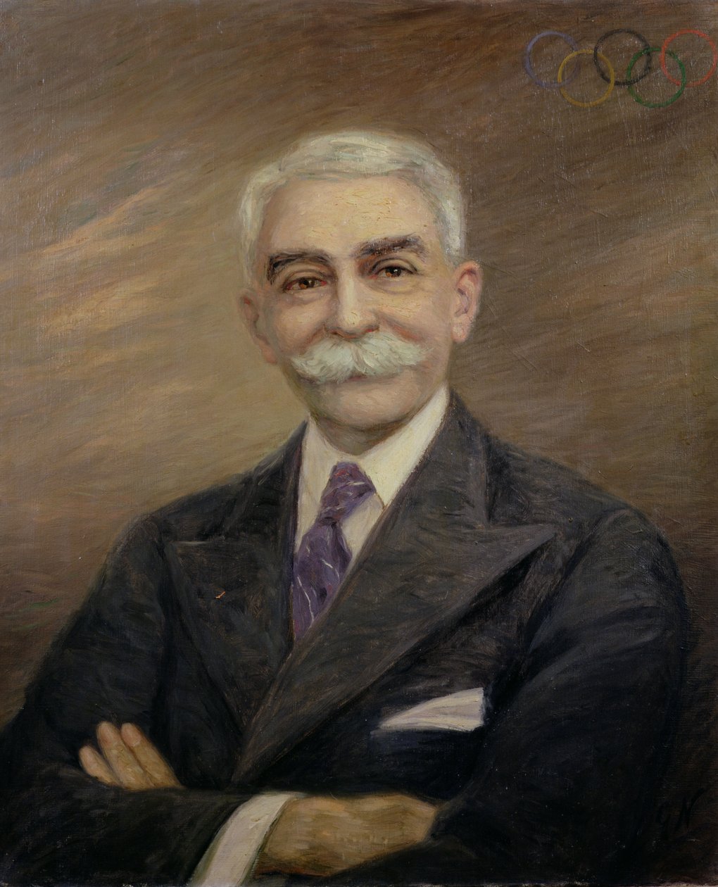 Porträt von Baron Pierre de Coubertin (1863-1937) von French School