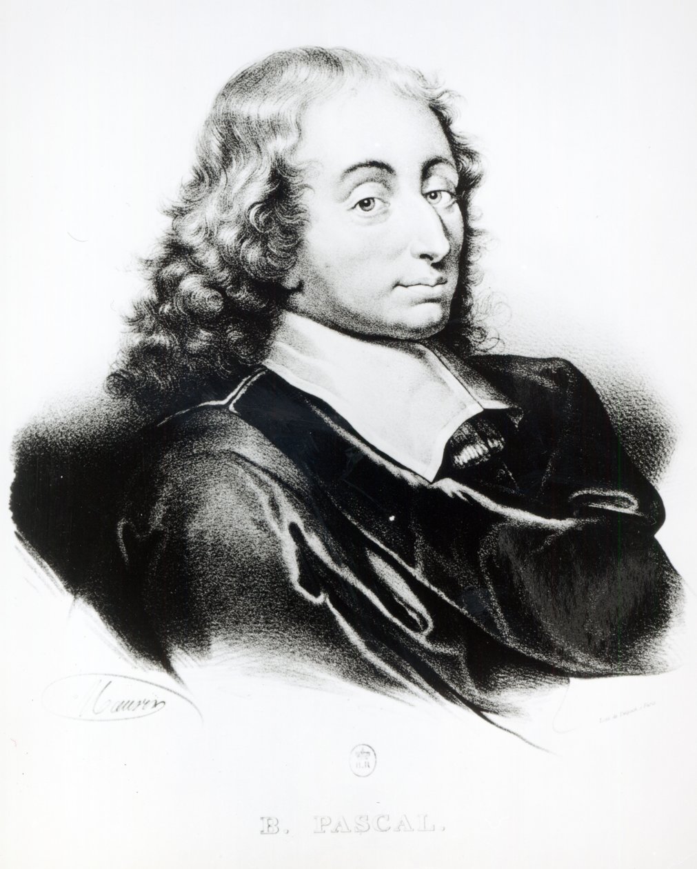 Porträt von Blaise Pascal (1623-62), graviert von Francois Seraphin Delpech (1778-1825) von French School