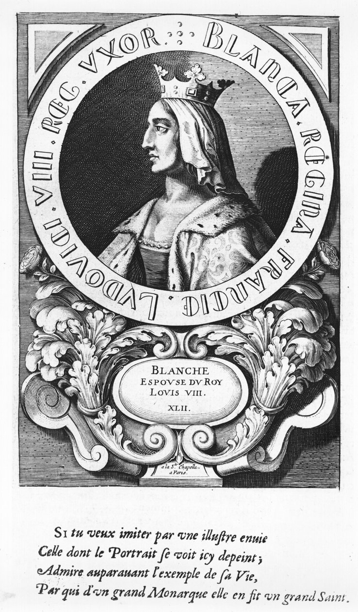 Porträt von Blanche de Castille (1185-1252), 1643 von French School