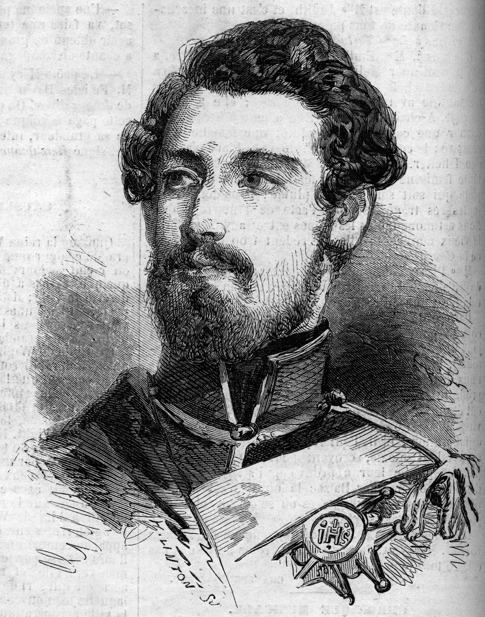 Porträt von Charles (Carl) XV (1826-1872), König von Schweden und Norwegen. Gravur in „Le Monde Illustré“ Nr. 119 vom 23. Juli 1859. von French School