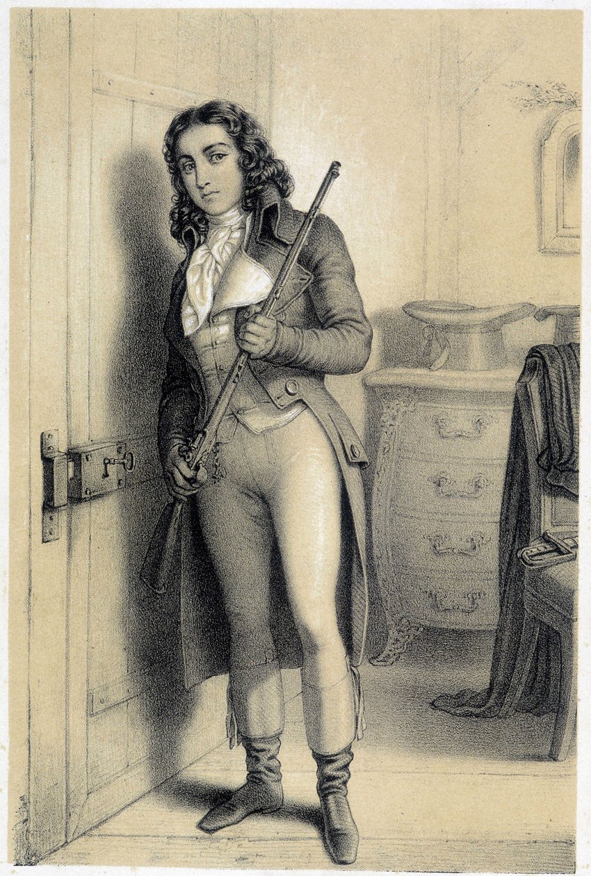 Porträt von Charles Jean Marie Barbaroux (1767-1794), französischer Politiker. - in „Galerie historique de la Revolution française“ von Albert Maurin von French School