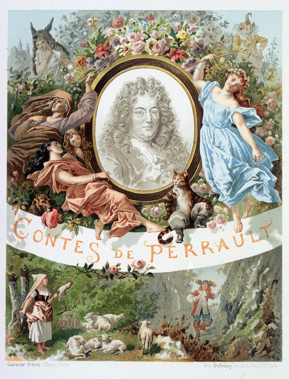 Porträt von Charles Perrault - Frontispiz der „Märchen von Perrault“ von French School