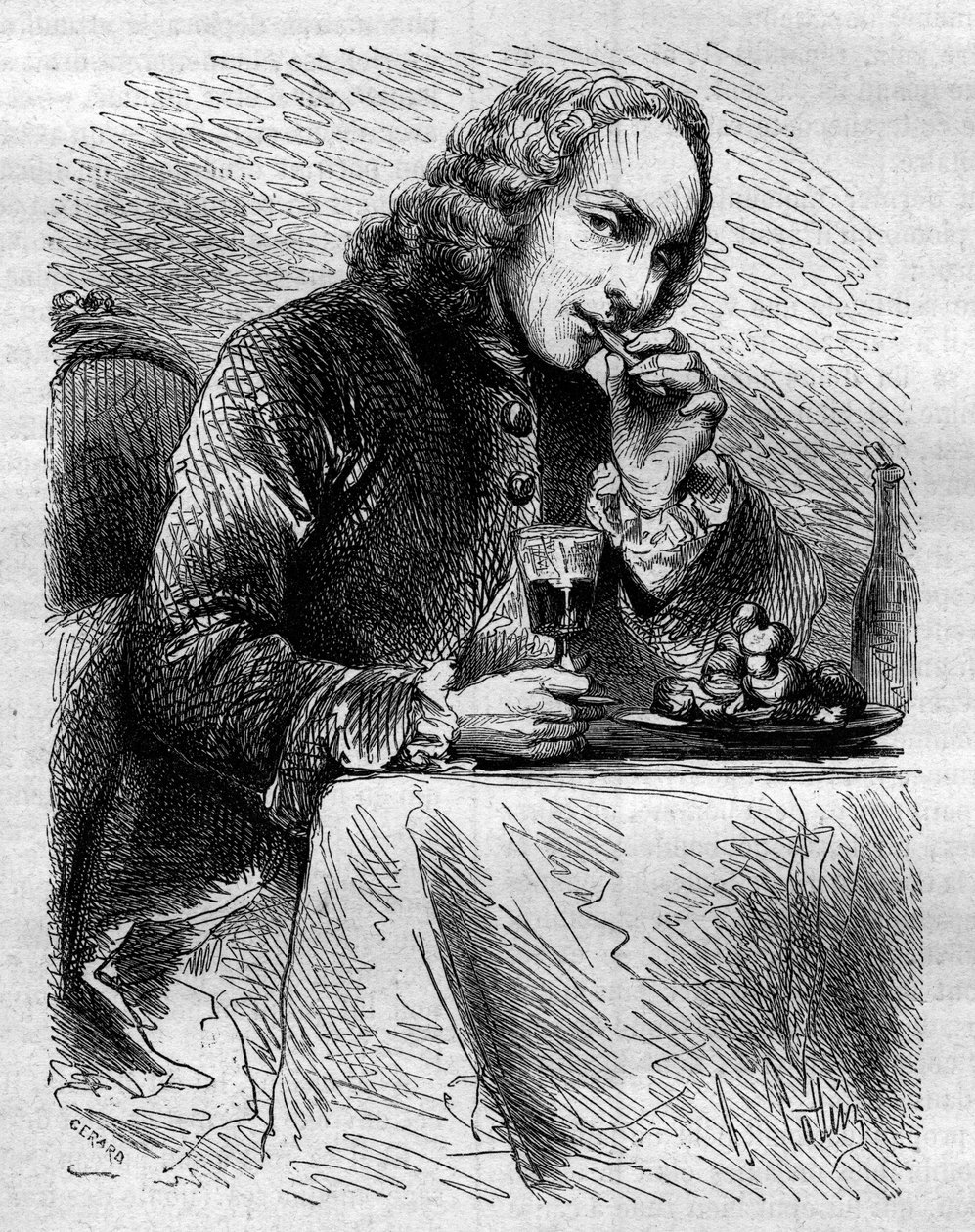 Porträt von Claude Henri de Fusee de Voisenon (1708-1775), französischer Geistlicher, Dichter und Dramatiker, dargestellt vom Konditor von Cauterets. Gravur von 1858. von French School