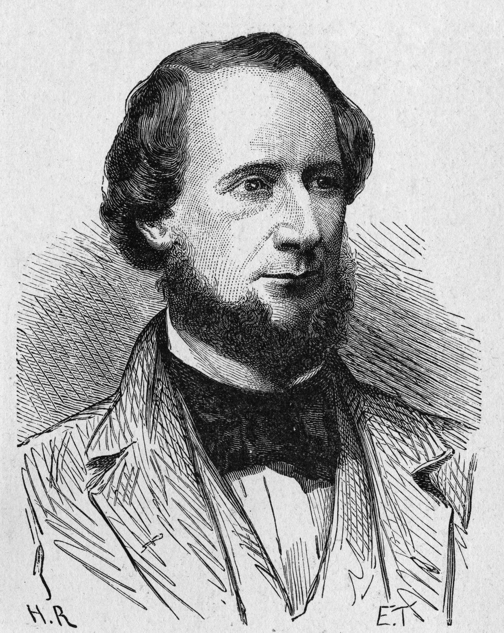 Porträt von Cyrus West Field (1819 - 1892), amerikanischer Industrieller - im „Album der Wissenschaft; berühmte Gelehrte; Große Entdeckungen“ 1896. von French School