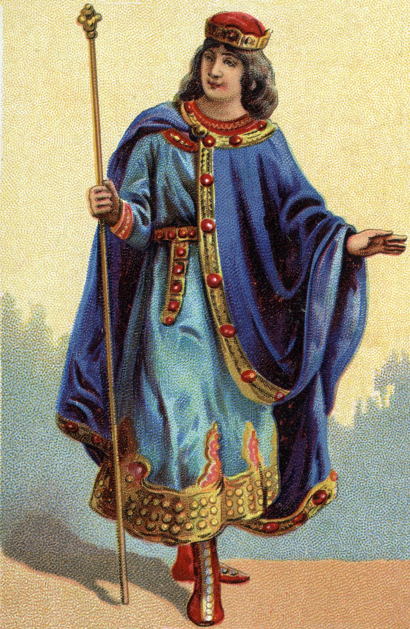 Porträt von Dagobert II., König der Franken von 711 bis 716. Chromolithographie um 1890 von French School