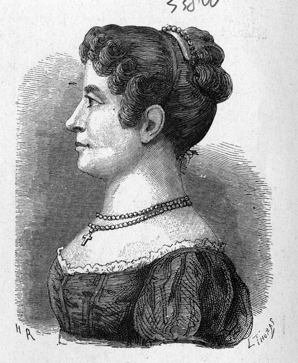 Porträt von Elisa Garnerin, Nichte von Garnerin, die den von ihm erfundenen Fallschirm ausprobierte - im „Album der Wissenschaft; berühmte Gelehrte; Große Entdeckungen“ 1896. von French School