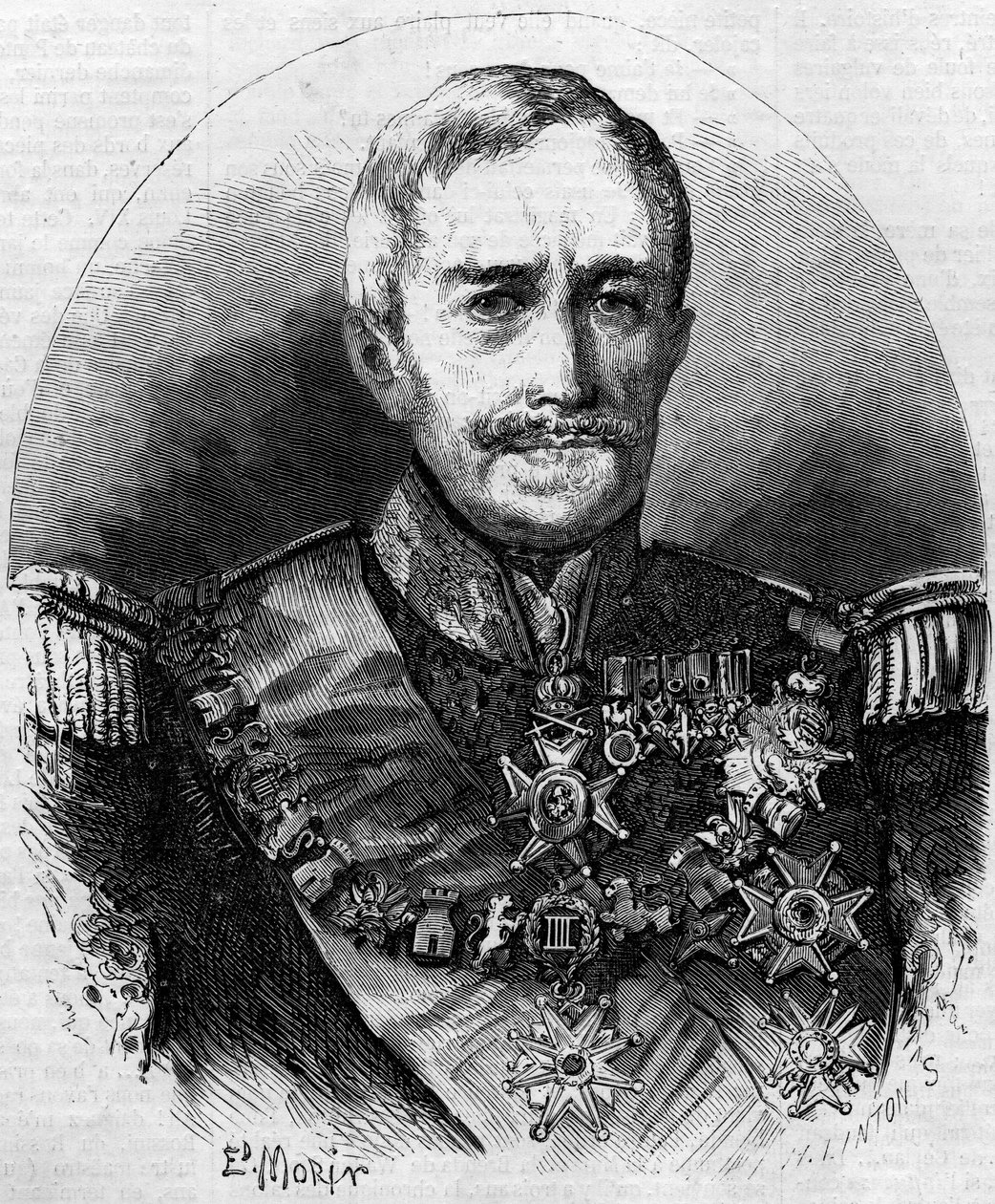 Porträt von Esprit Victor Elisabeth Boniface de Castellane (1788-1862), französischer Marschall. Gravur in „Le Monde Illustré“ Nr. 56 vom 1. Mai 1858. von French School