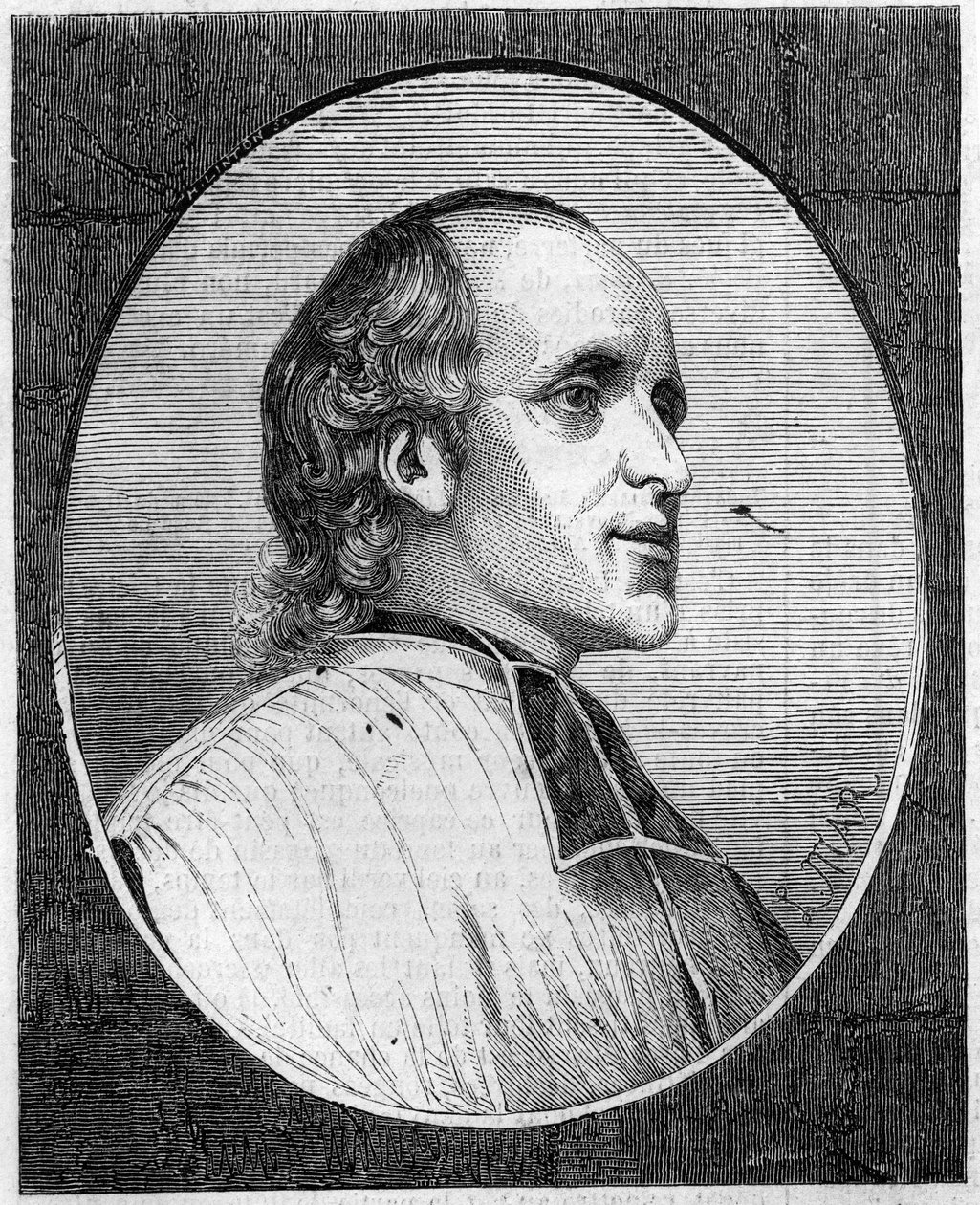 Porträt von Pater Delacroix de Ravignan (1795-1858), französischer Jesuit. Gravur in „Le Monde Illustré“ Nr. 47 vom 6. März 1858. von French School