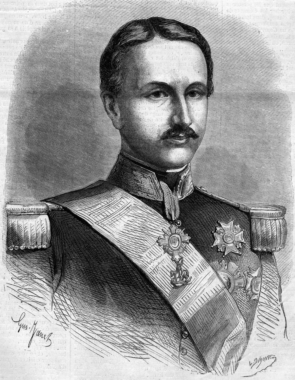 Porträt von Franz II. (1836-1894), König von Neapel. Gravur in „Le Monde Illustré“ Nr. 172 vom 28. Juli 1860. von French School