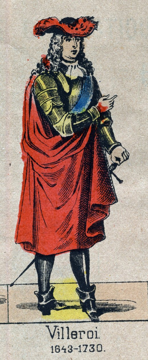 Porträt von Francois de Neufville, Herzog von Villeroi, Marschall von Frankreich. Bild von Epinal aus dem späten 19. Jahrhundert. von French School