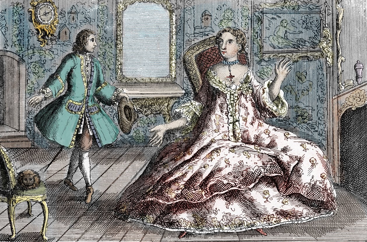 Porträt der französischen Kriminellen Marie Catherine Taperet Lescombat und ihres Liebhabers Henri Mongeot von French School