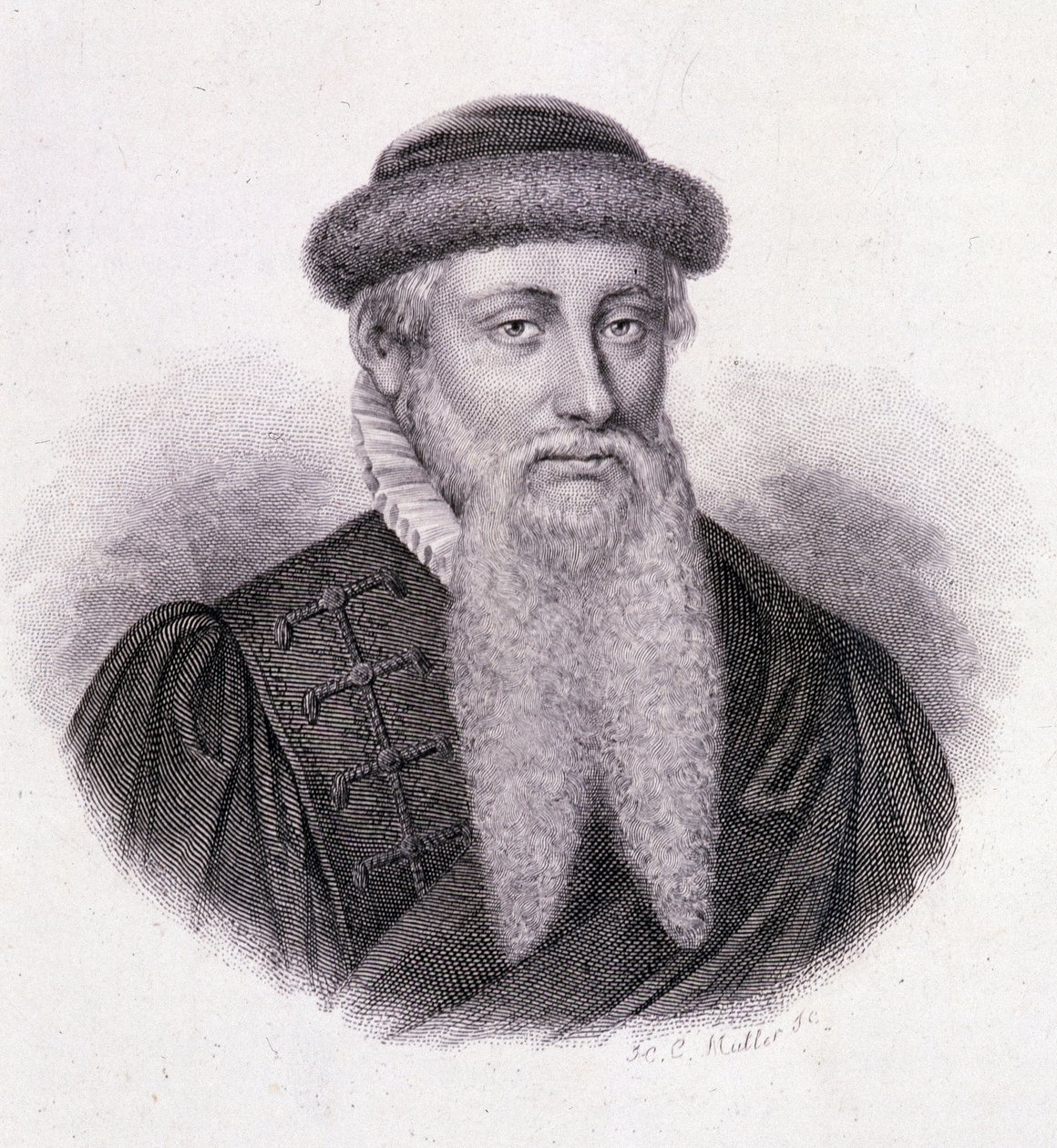 Porträt von Gutenberg - in „Porträt nützlicher Männer“ von French School