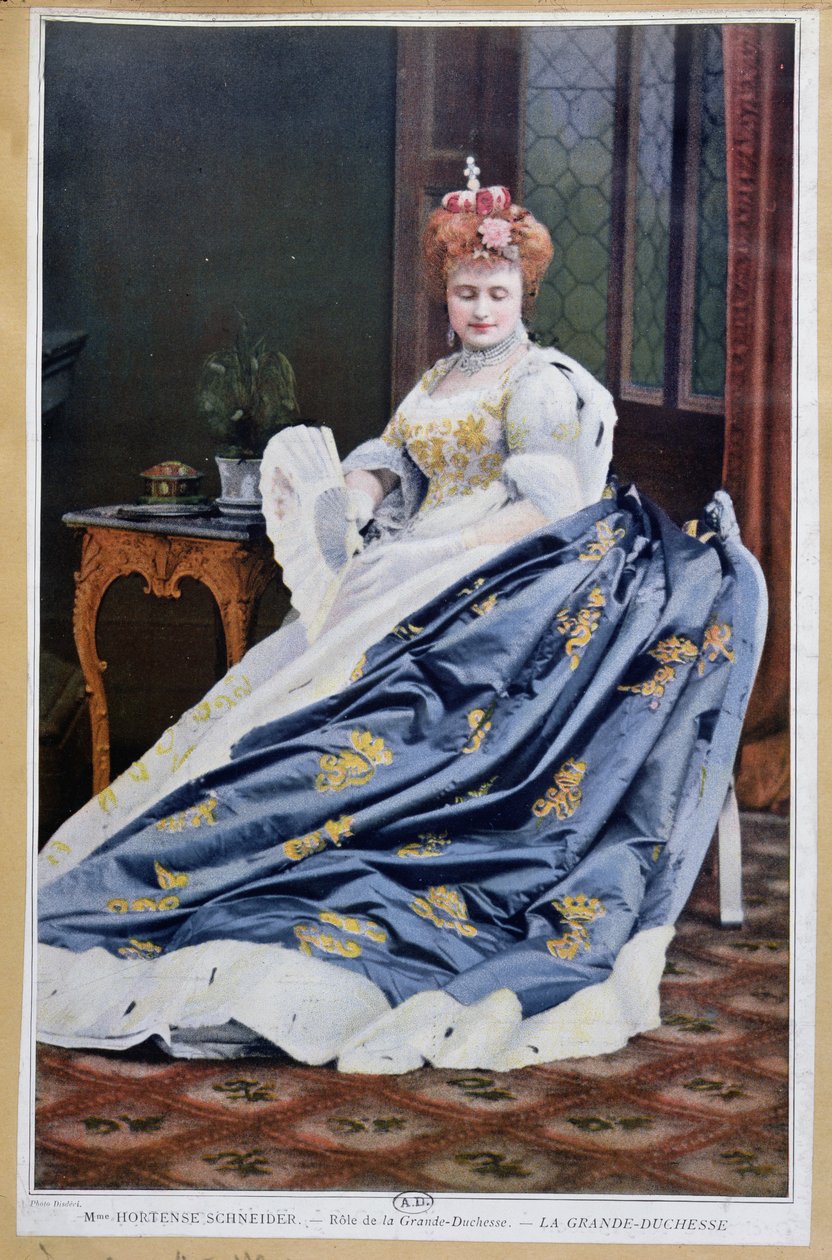 Porträt von Hortense Schneider in der Rolle der Großherzogin in La Grande Duchesse de Gerolstein von Jacques Offenbach, ca. 1867 von French School