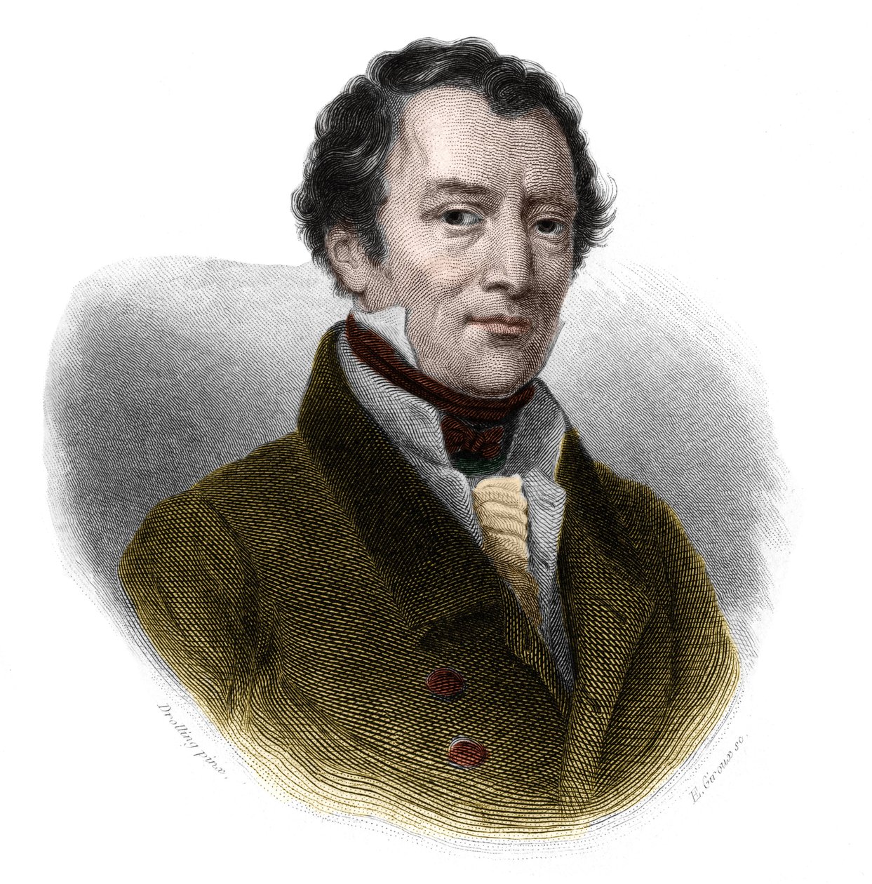 Porträt von Jacques-Antoine (Jacques Antoine) Manuel (1775-1827), französischer Anwalt und Politiker. in „Book of Speakers“ von Louis de Cormenin Timon. 1842. Private Sammlung von French School