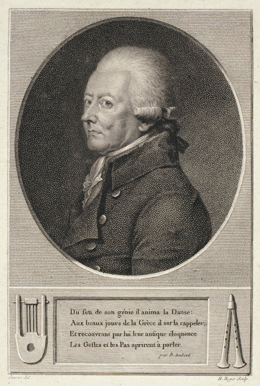 Porträt von Jean Georges Noverre (1727-1810) graviert von B. Roger von French School