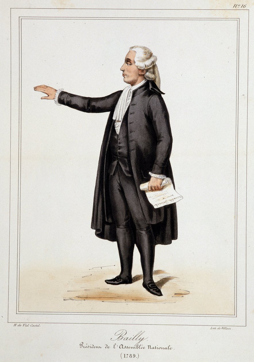 Porträt von Jean Sylvain Bailly (1736 - 1793) - in „Sammlung von Kostümen, Waffen und Möbeln für die Geschichte der französischen Revolution und des Kaiserreichs“ von Horace de Viel-Castel von French School