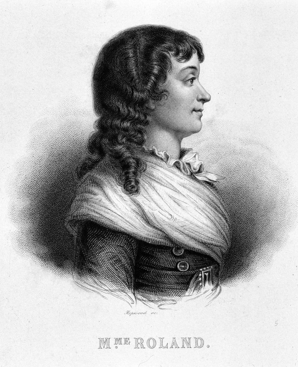 Porträt von Jeanne Marie oder Manon Philipon, Madame Roland (1754 - 1793) - in „Revolution francaise“ von Thiers von French School