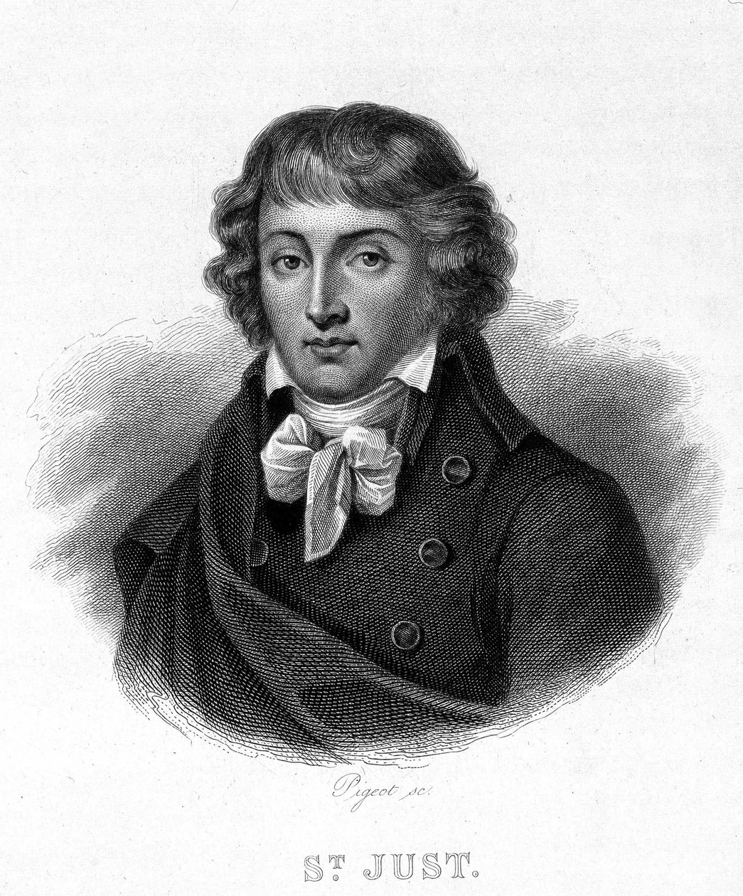 Porträt von Louis Antoine Léon Saint-Just (1767 - 1794) - in „Revolution francaise“ von Thiers von French School