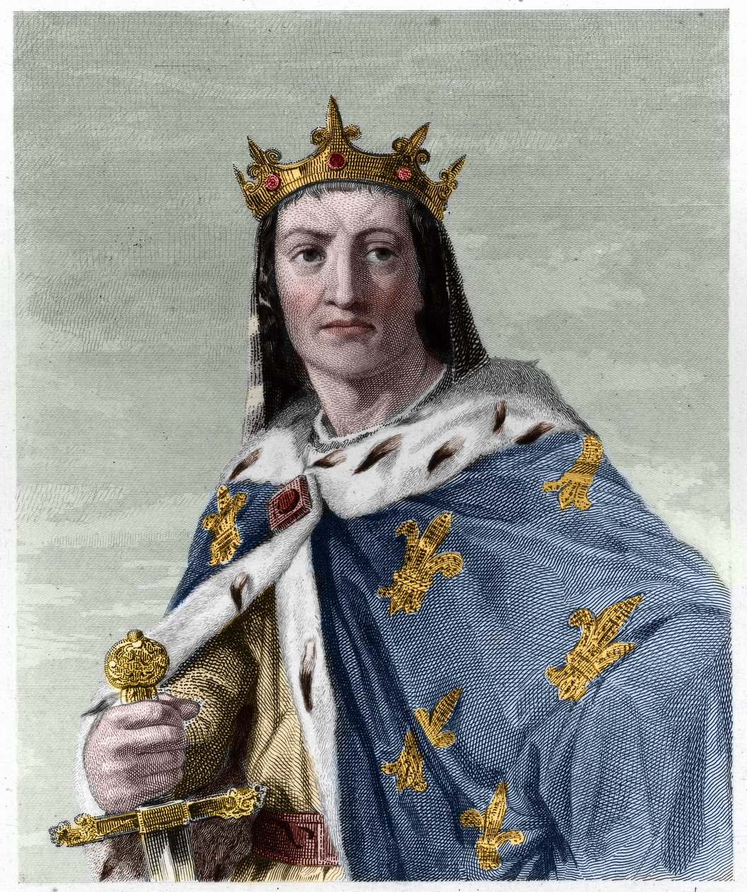 Porträt von Ludwig VIII. (1187-1226), König von Frankreich - in „Histoire des Français“ von Lavallée, Gravur, sd. von French School