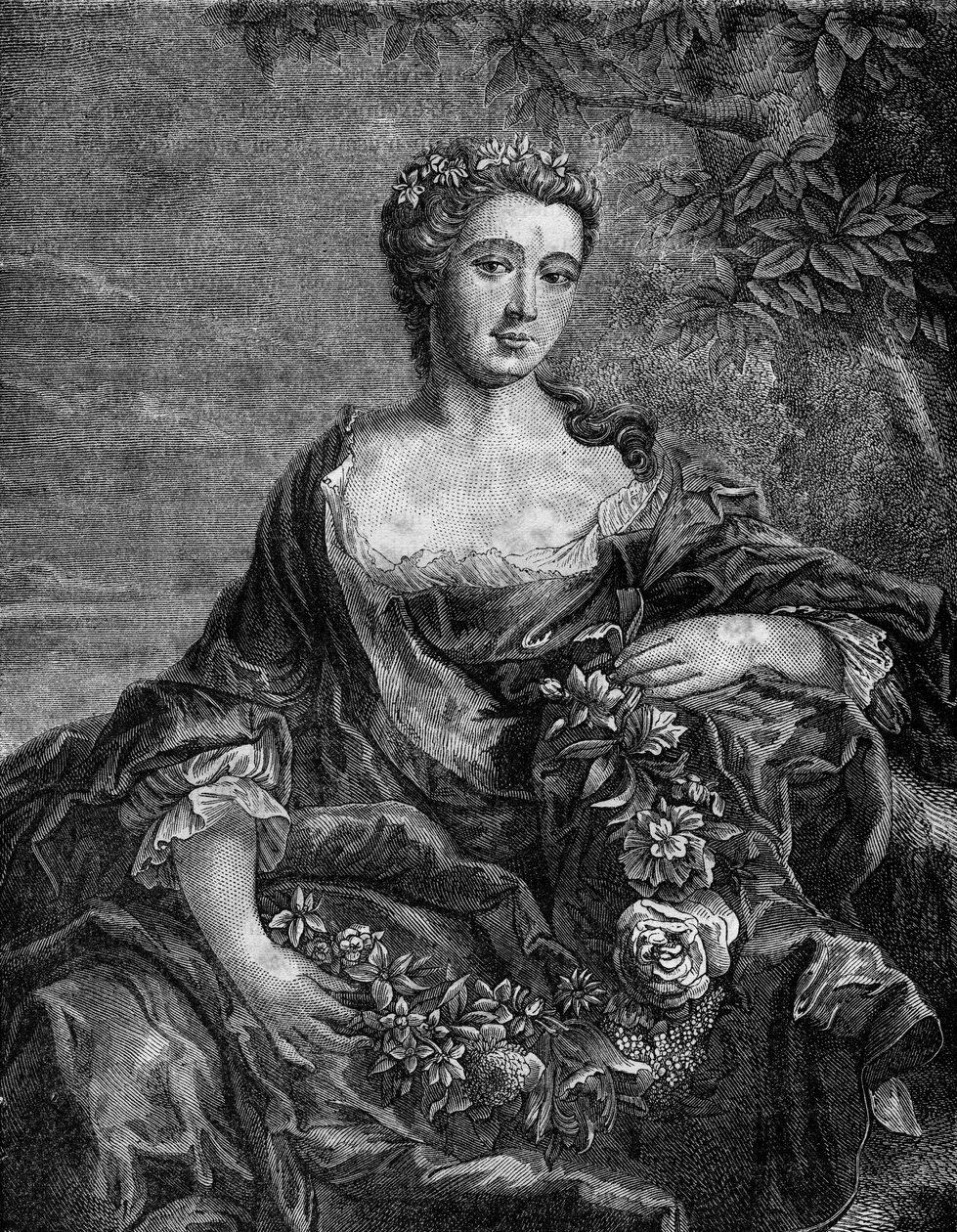 Porträt von Madame de Chateauroux, Marie-Anne de Mailly-Nesle (1717-1744), Favoritin von König Ludwig XV. Gravur in „Die Geschichte der Prostitution und Ausschweifung unter allen Völkern der Welt von der Antike bis zur Gegenwart“ von Dr. Th. -F. Debray. 18 von French School
