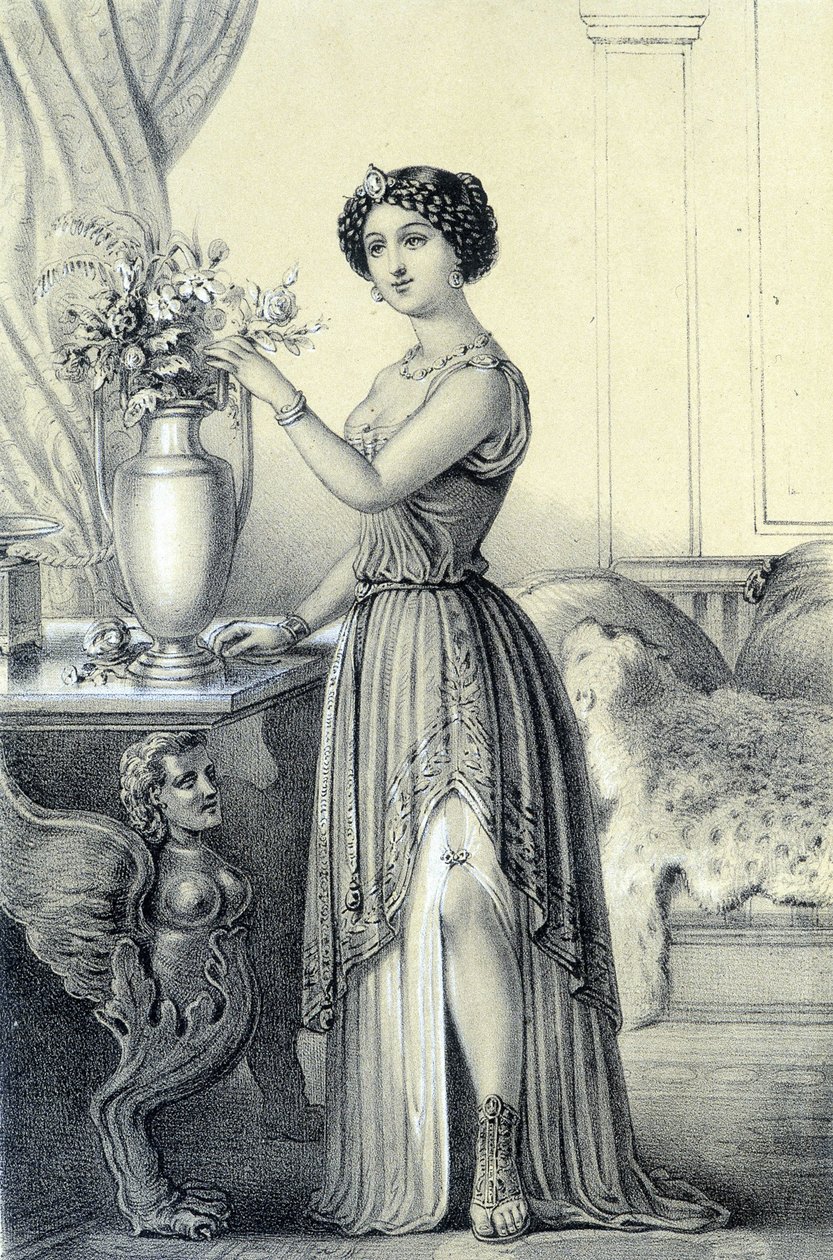 Porträt von Mademoiselle de Fontenay oder Teresa Cabarrus, bekannt als Madame Tallien - in „Galerie historique de la Revolution française“ von Albert Maurin von French School