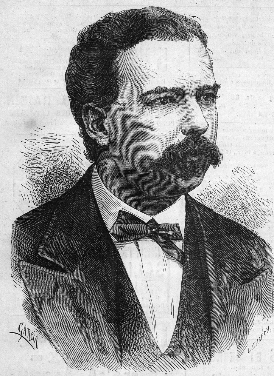 Porträt von Manuel Pardo (1834-1878), Präsident von Peru von 1872 bis 1876. Gravur in „Le Monde Illustré“ Nr. 1132 vom 7. Dezember 1878. von French School