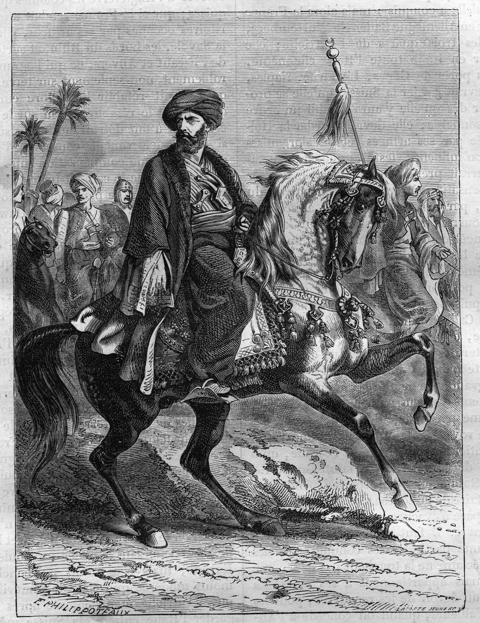 Porträt von Mourad Bey (1750-1801), Mamlukenführer - Gravur von 1865 in „Histoire du Consulat et de l